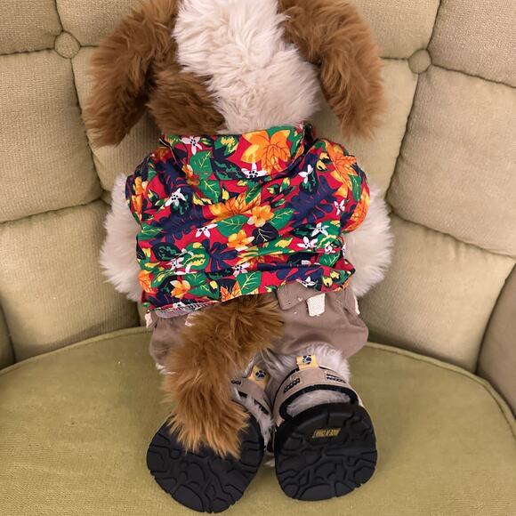 Build a Bear Workshop BAB Dog with Hawaiian Shirt, Safari Khaki Shorts & Sandals - Picture 3 of 10